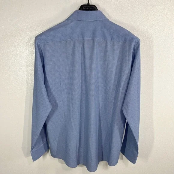 Mizzen+Main‎ Leeward Performance Dress Shirt Blue Pattern Standard Fit X-Large